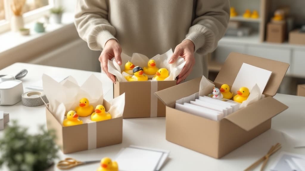 Colorful themed rubber ducks displayed in curated collections